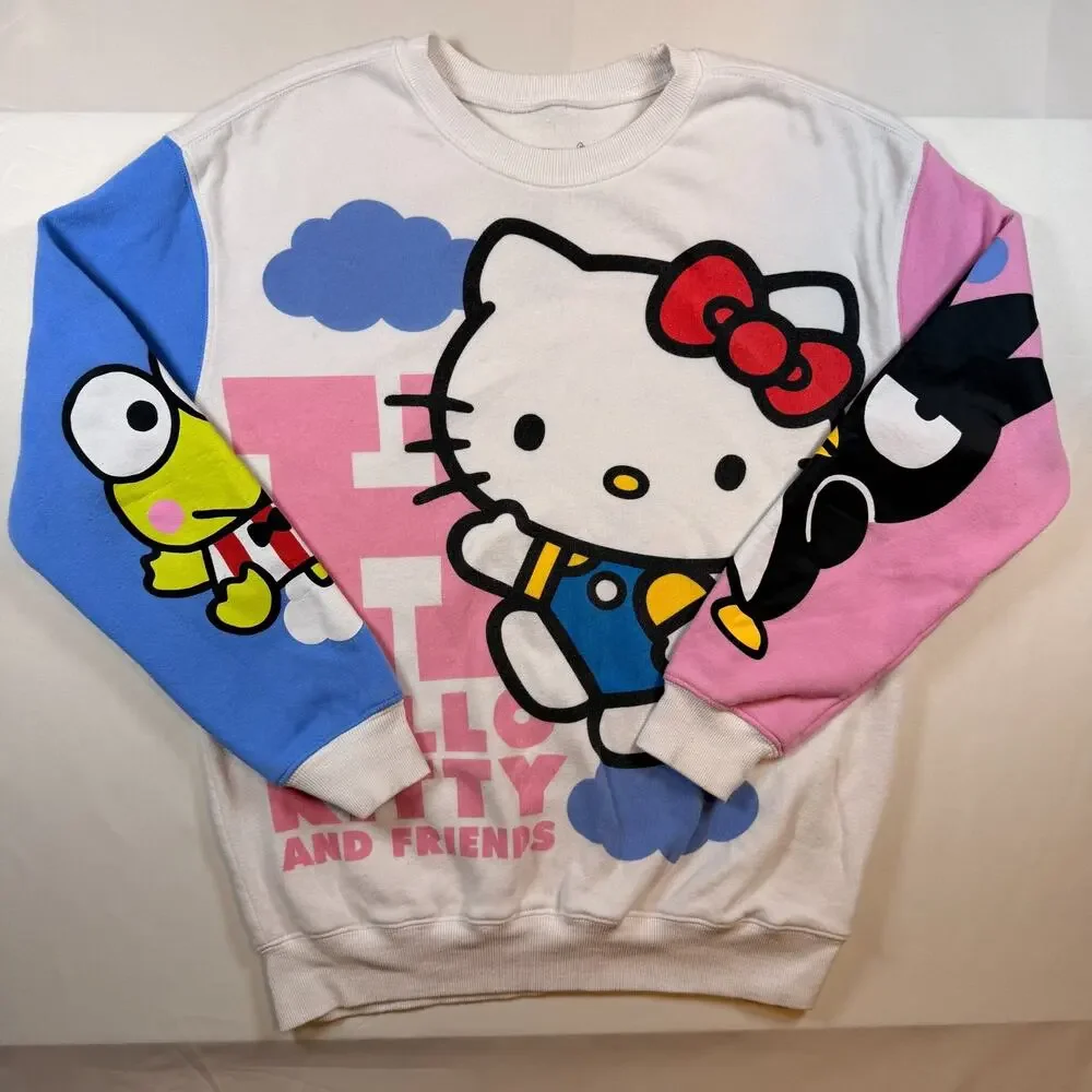 Hello Kitty & Friends Long Sleeve White Graphic Girls Crew Sweatshirt Size XS